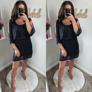 Vintage Jodi Kristopher Navy Laced flare sleeved dress size small